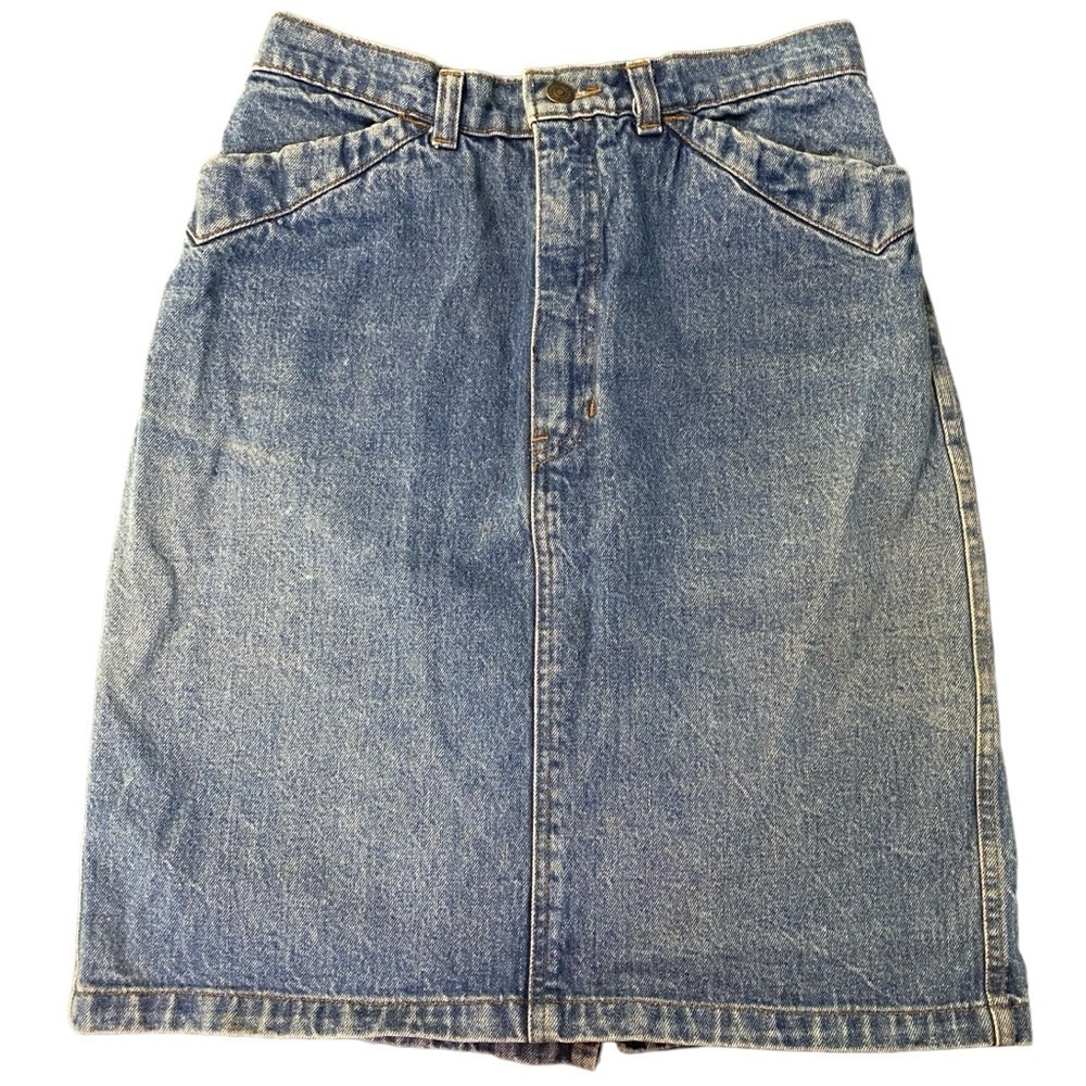 GAP VTG y2k 90s 100% Cotton Blue Denim Pencil Mini Skirt Size 12